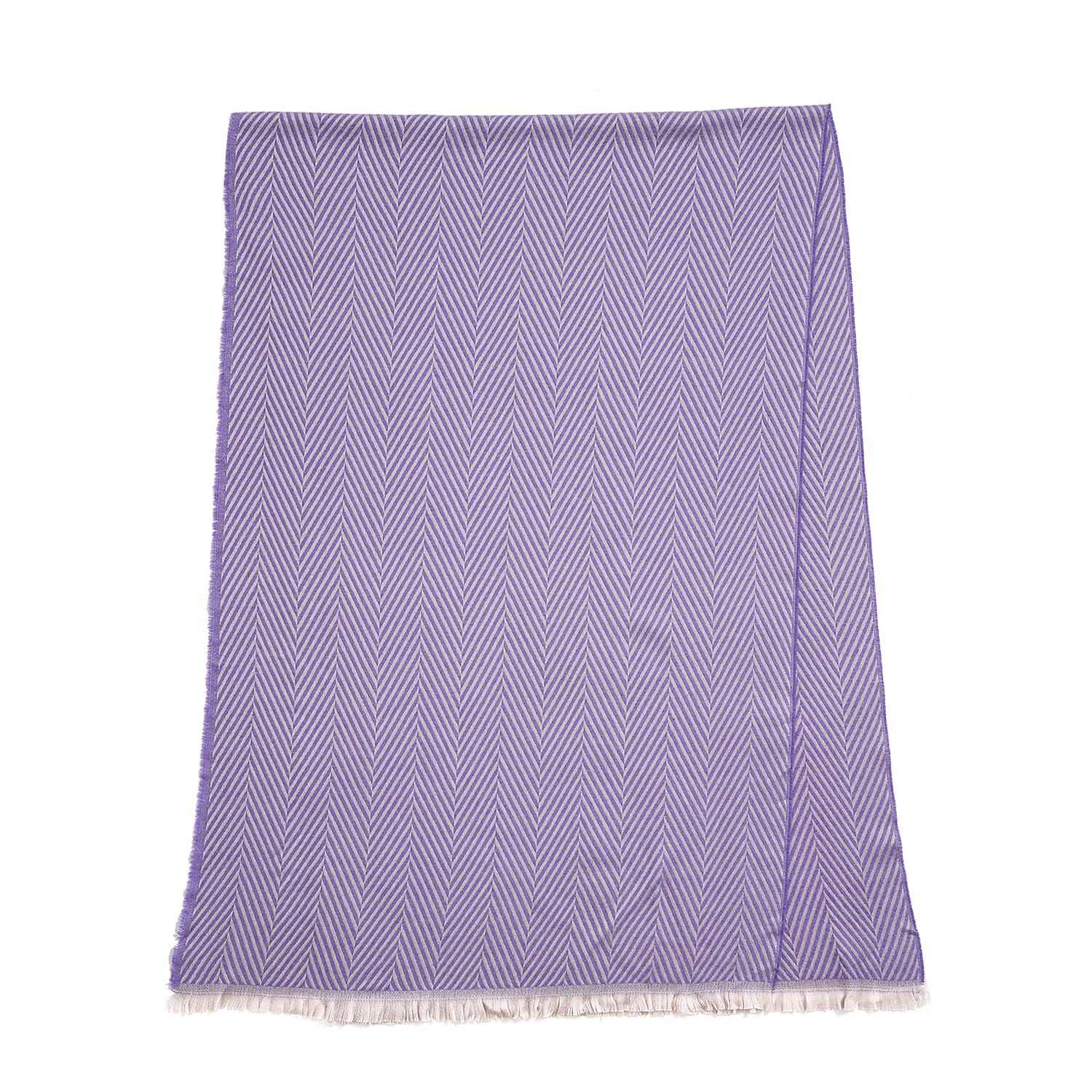Closeout Deal - Zigzag Print Fluffy Scarf (One Size 185x67 cm) - Purple