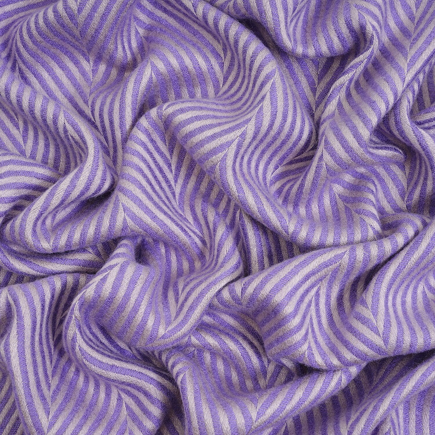 Closeout Deal - Zigzag Print Fluffy Scarf (One Size 185x67 cm) - Purple