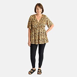 Tamsy Polyester Printed Top (Size 74x1 cm) - Brown & Black