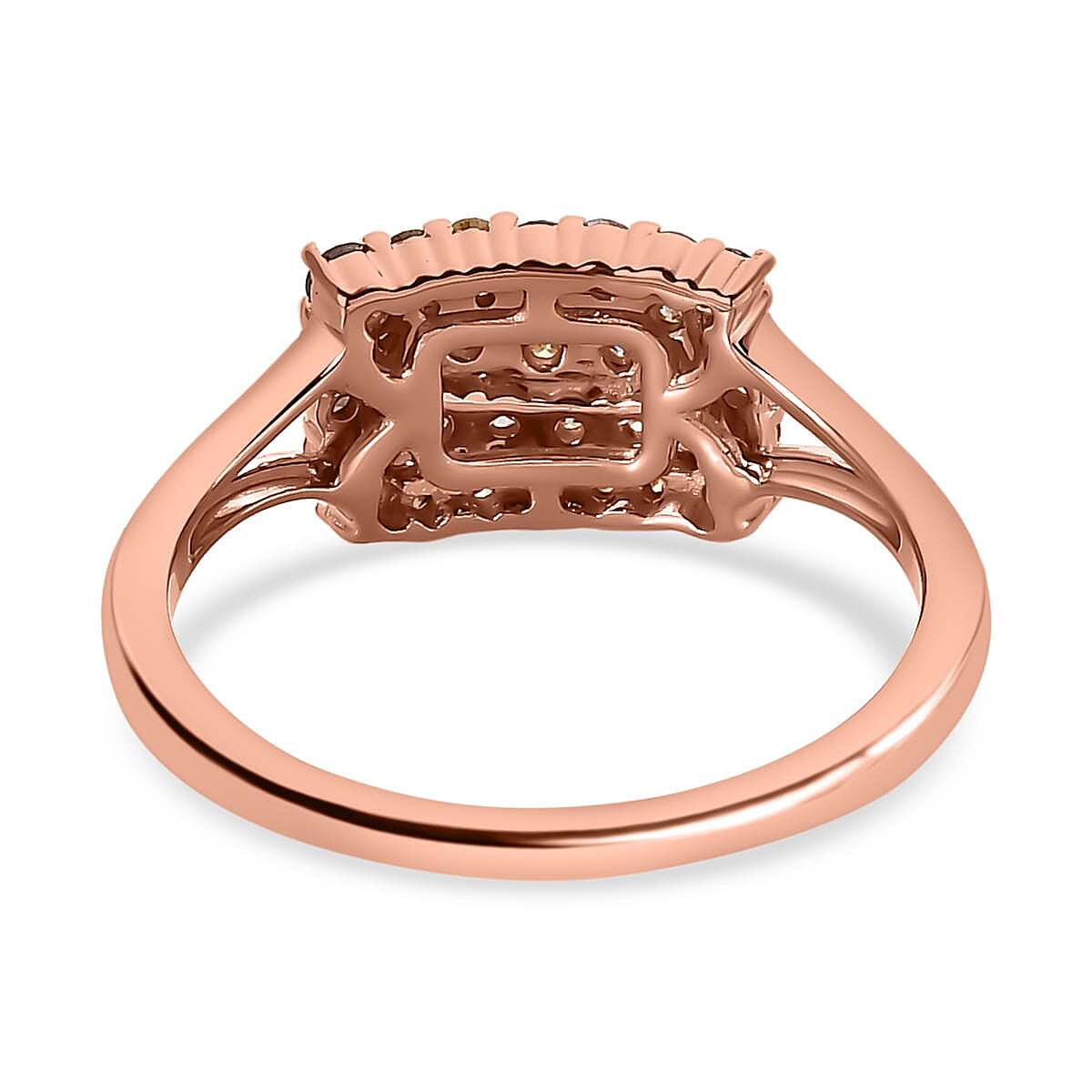 14K Rose Gold SGL Certified Multi Colour Diamonds Cluster Ring 0.50 Ct.