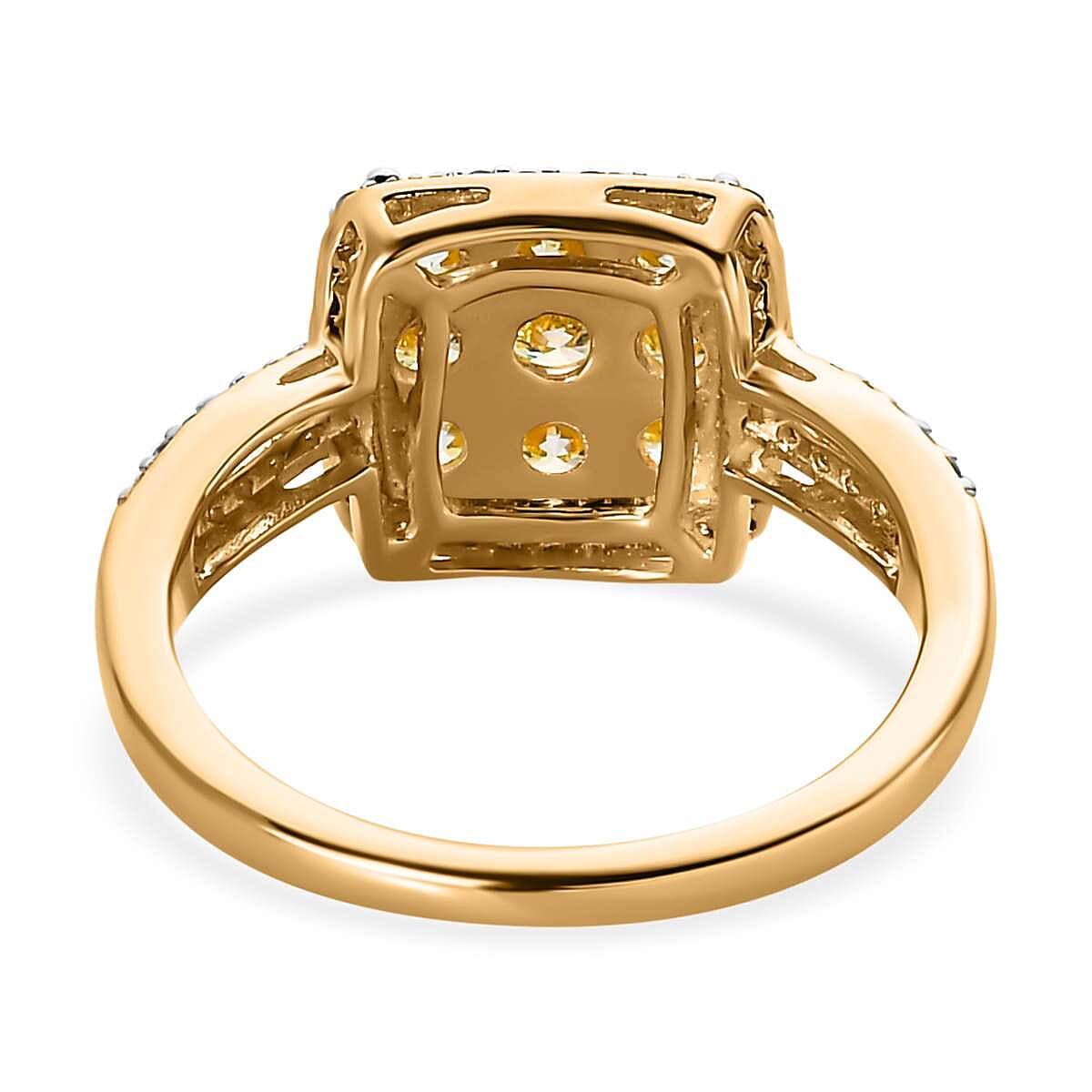 14K Yellow Gold SGL Certified Natural Yellow Diamond (VS-SI) &  White Diamond (I1-I2-G-H) Cluster Ring 1.00 Ct.