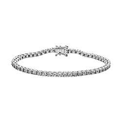 Diamond Tennis Bracelet (Size - 7.5) in 18K Vermeil Yellow Gold Plated Sterling Silver 0.25 Ct,Silver Wt. 12.11 GM