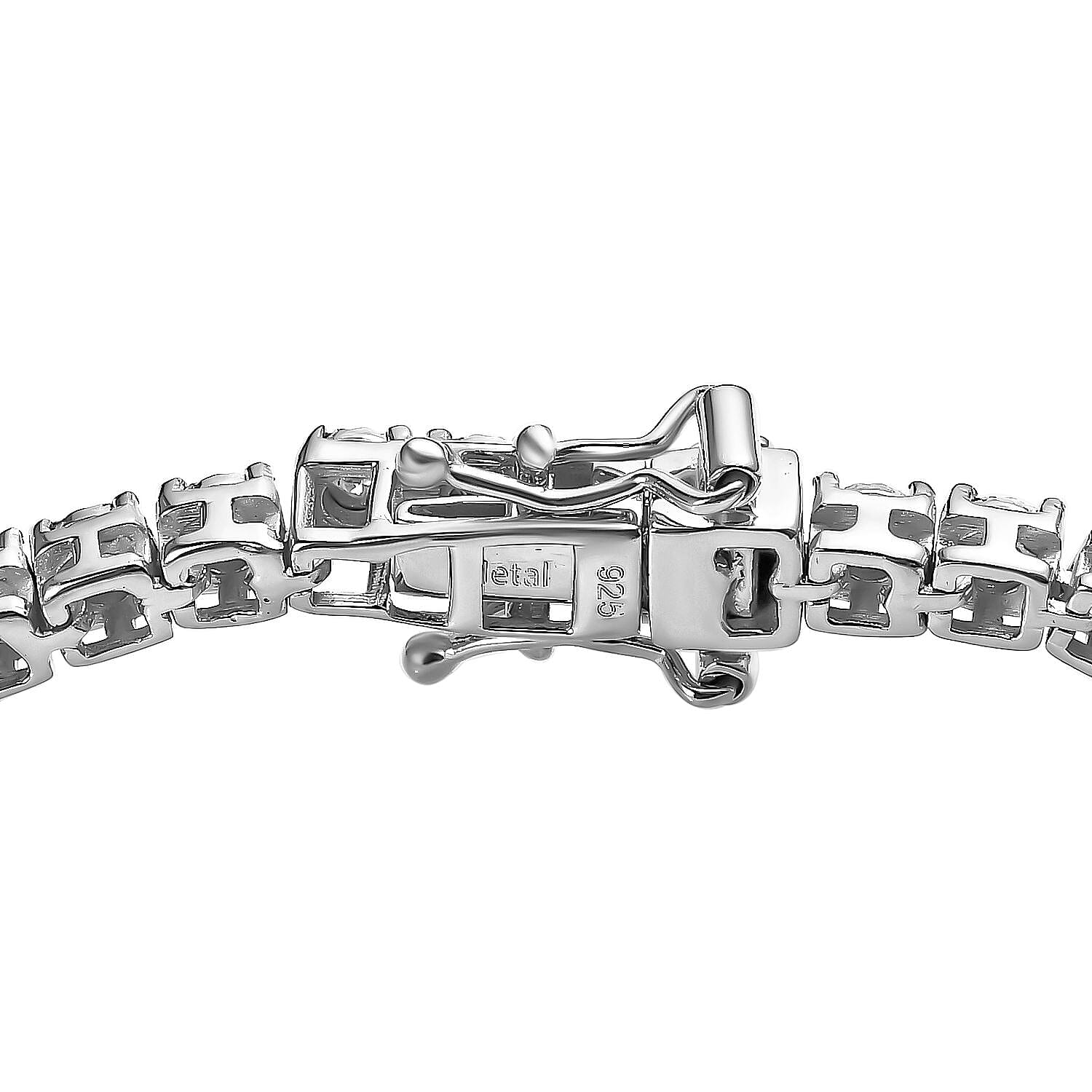 Diamond Tennis Bracelet (Size - 7.5) in Platinum Overlay Sterling Silver 0.25 Ct, Silver Wt. 12.00 Gms