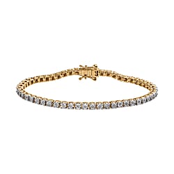 Diamond Tennis Bracelet (Size - 7.5) in 18K Vermeil Yellow Gold Plated Sterling Silver 0.25 Ct,Silver Wt. 12.11 GM
