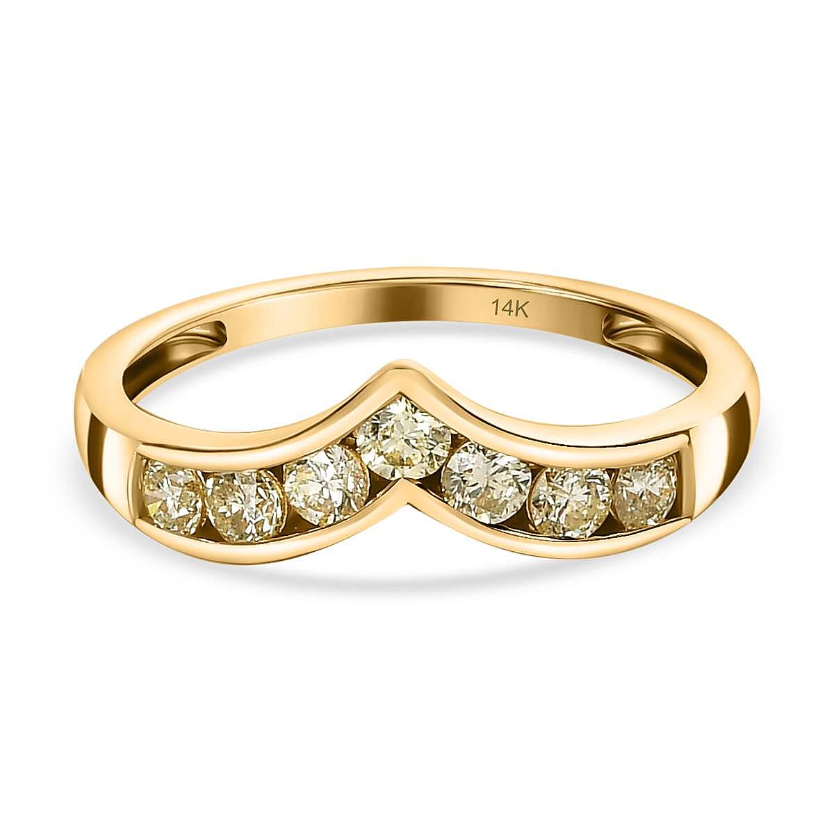14K Yellow Gold SGL Certified Natural Yellow Diamond (VS-SI ) Wishbone Ring 0.50 Ct.