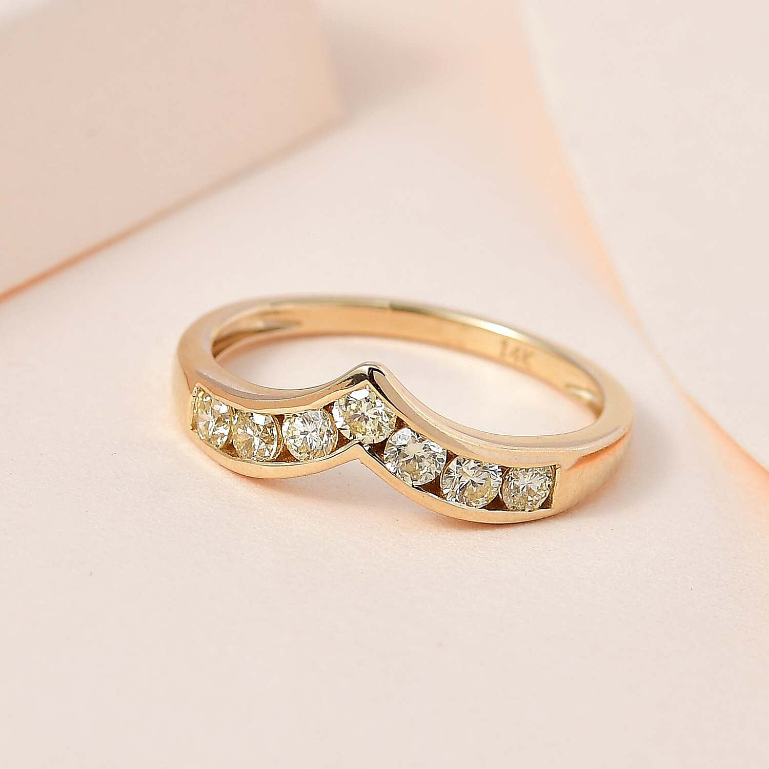 14K Yellow Gold SGL Certified Natural Yellow Diamond (VS-SI ) Wishbone Ring 0.50 Ct.