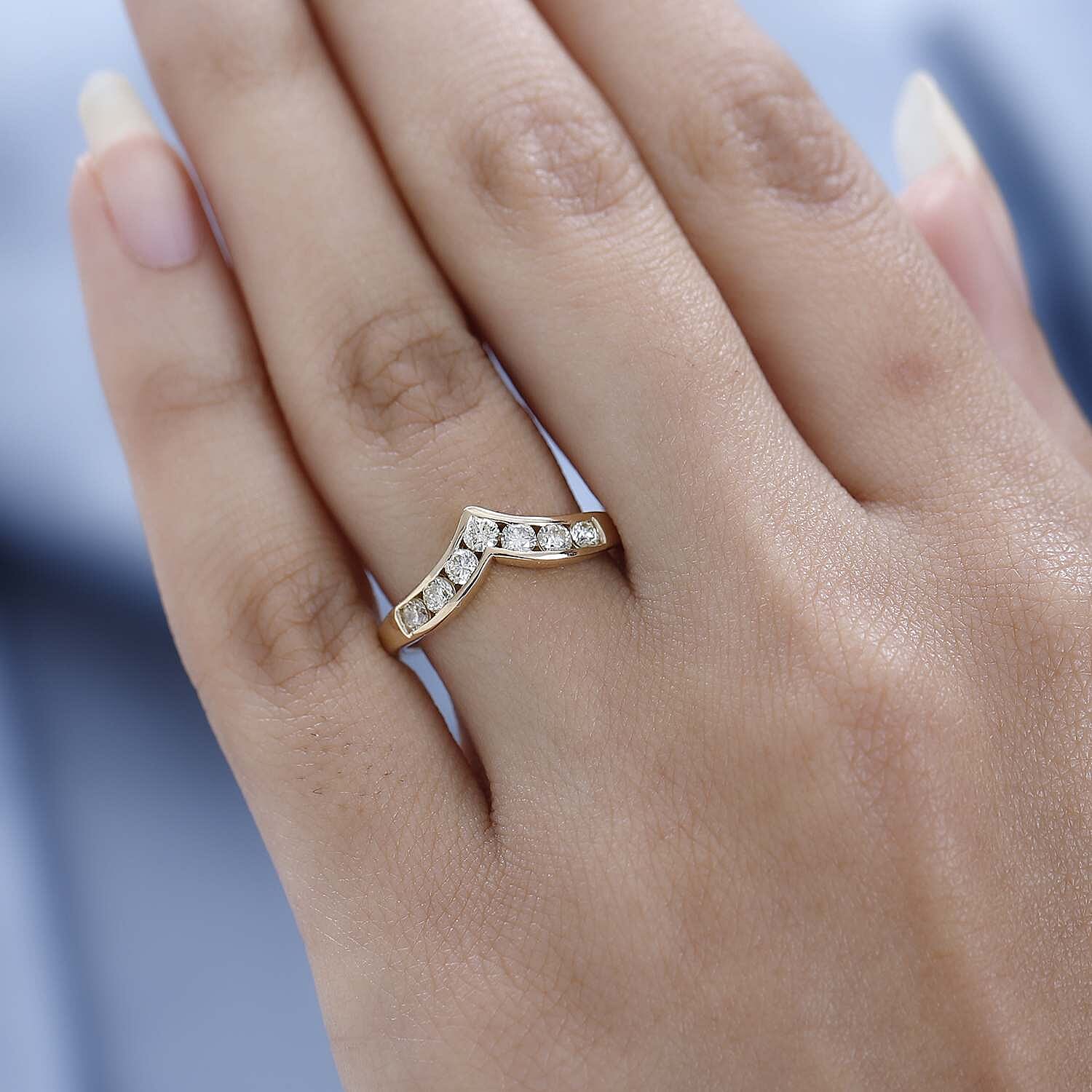 14K Yellow Gold SGL Certified Natural Yellow Diamond (VS-SI ) Wishbone Ring 0.50 Ct.