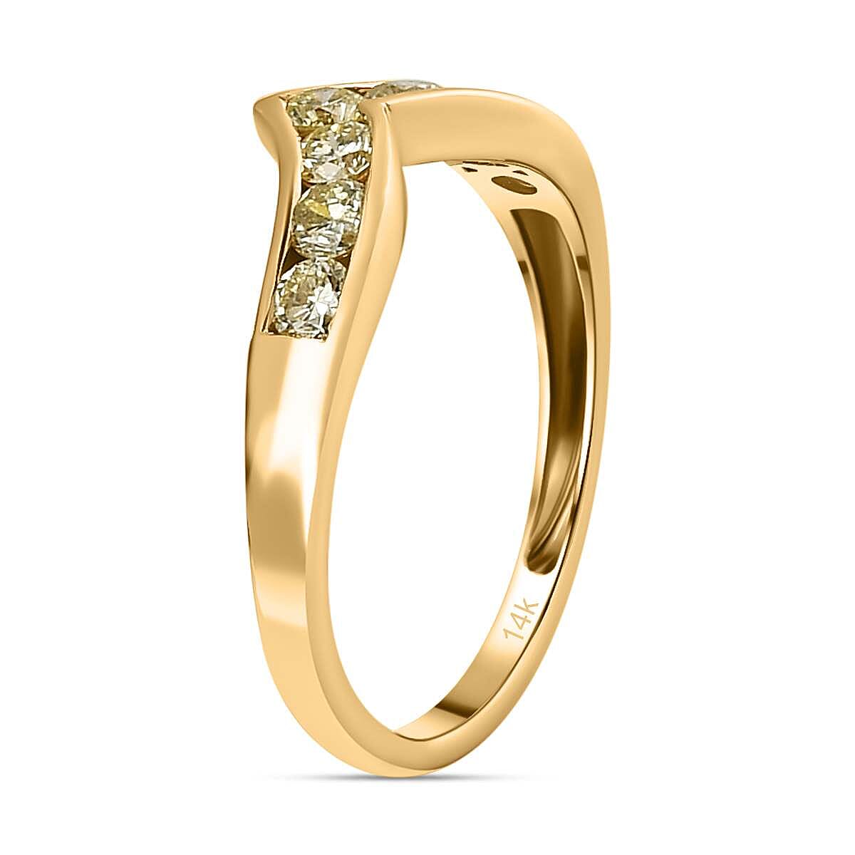 14K Yellow Gold SGL Certified Natural Yellow Diamond (VS-SI ) Wishbone Ring 0.50 Ct.