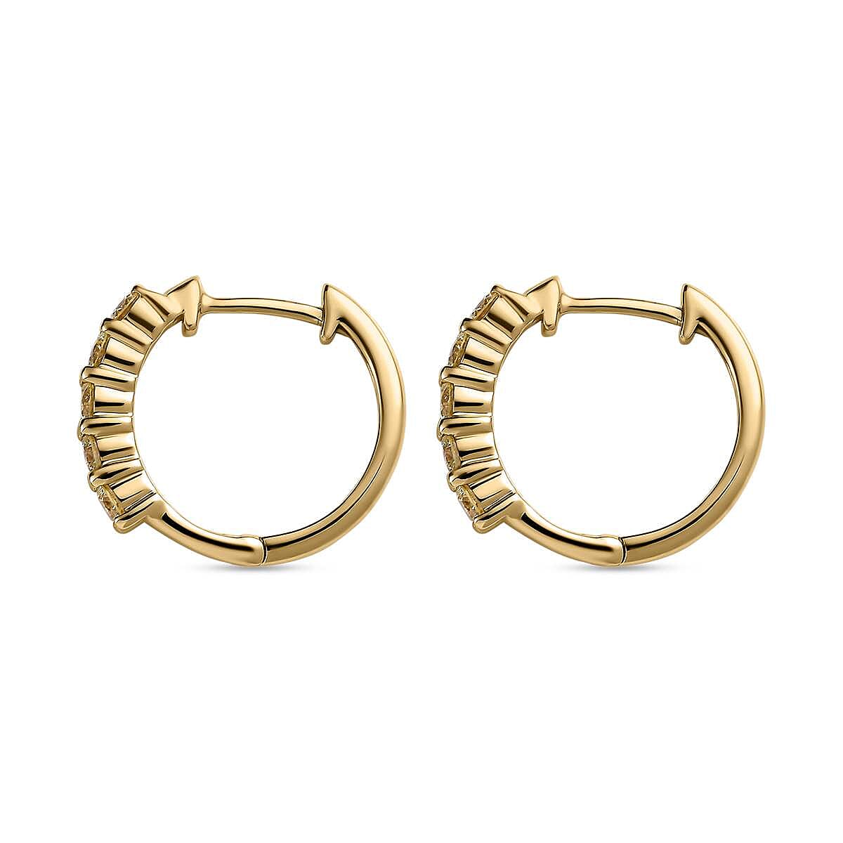14K Yellow Gold Natural Yellow Diamond (VS-SI) Hoop Earrings 0.75 Ct
