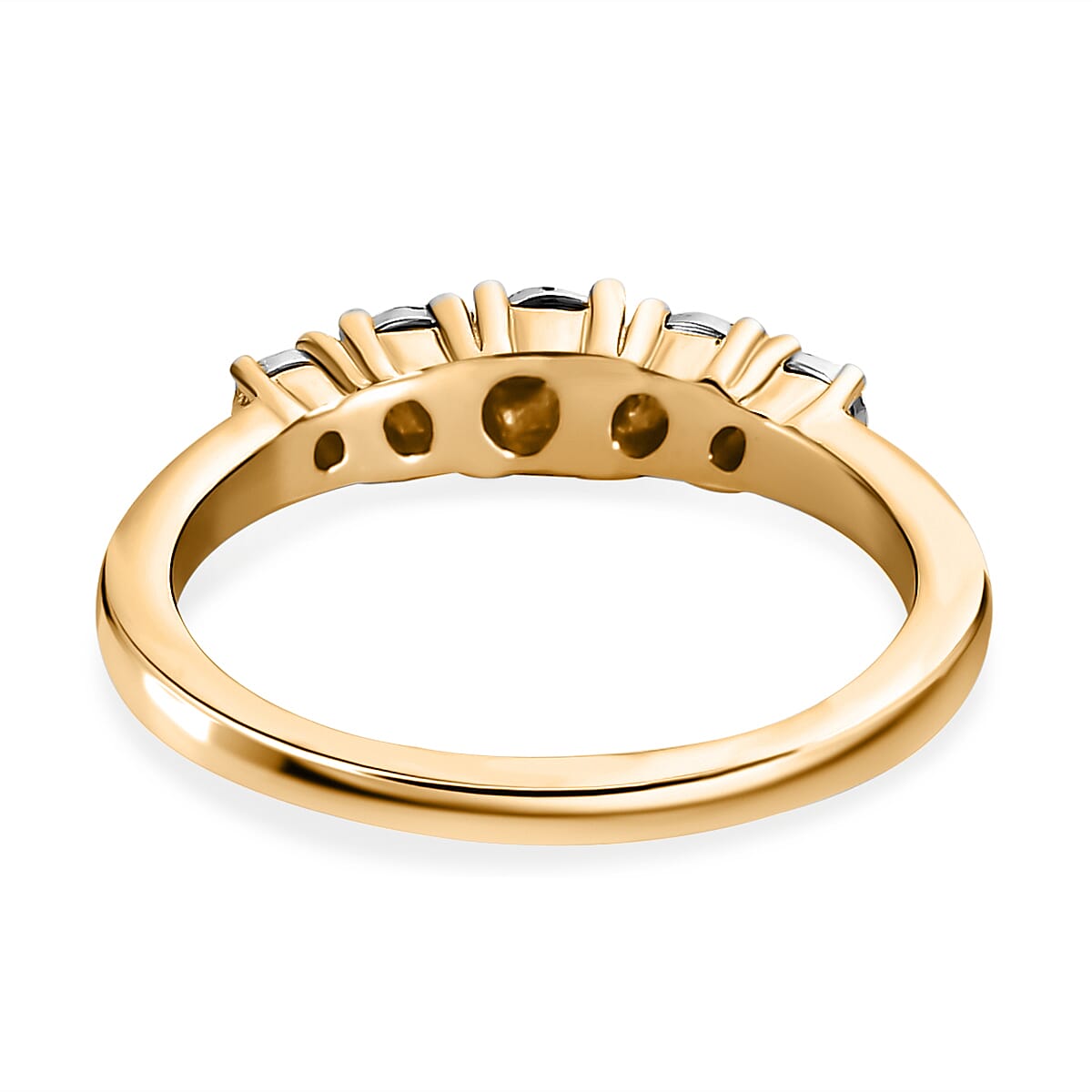 Diamond 5 Stone Ring in 18K Yellow Gold Vermeil Plated Sterling Silver