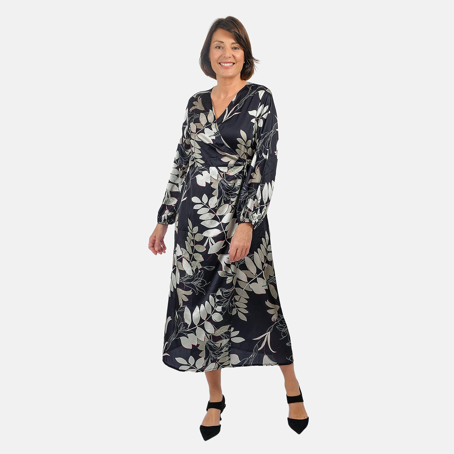 Tamsy Printed Satin Wrap Dress