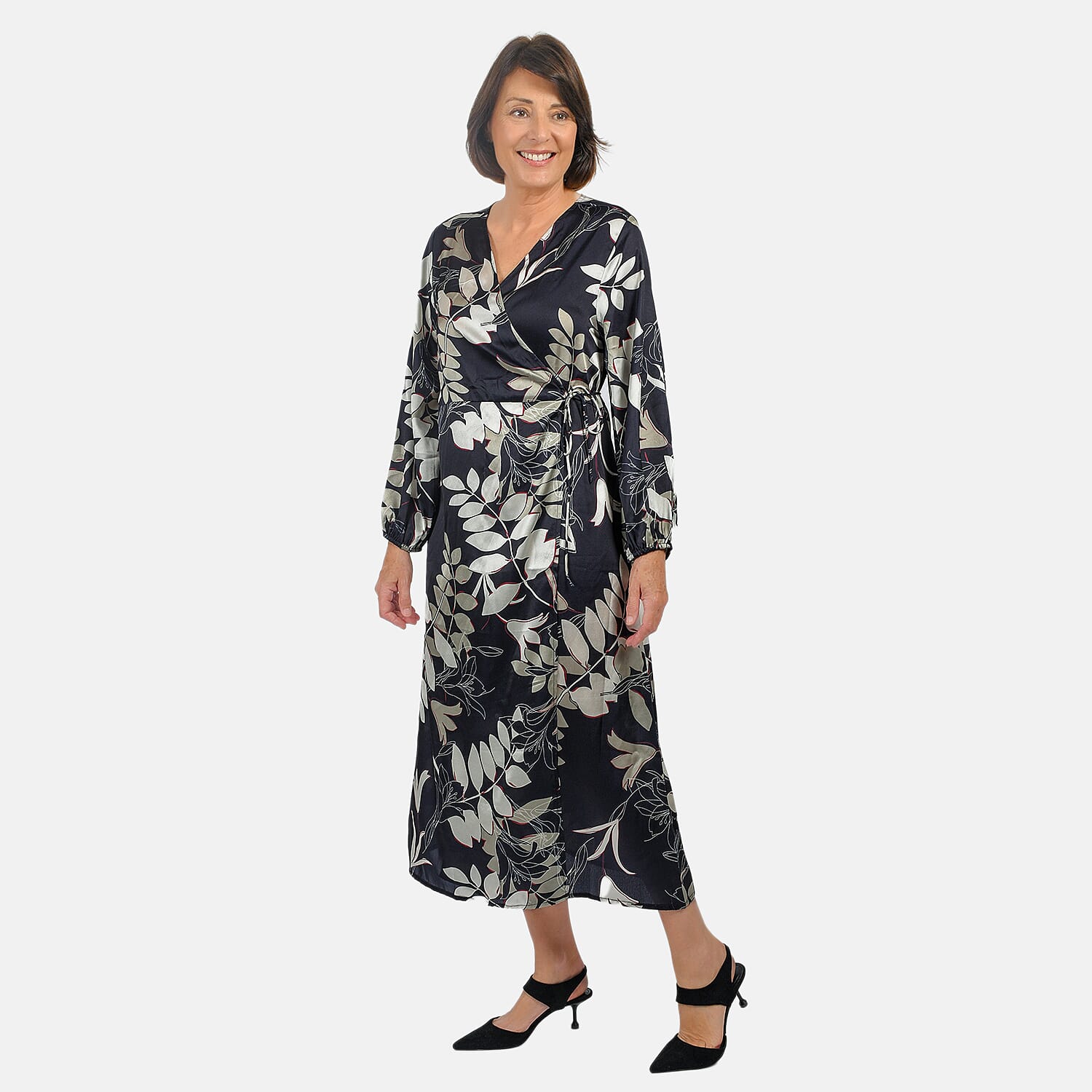 Tamsy Printed Satin Wrap Dress
