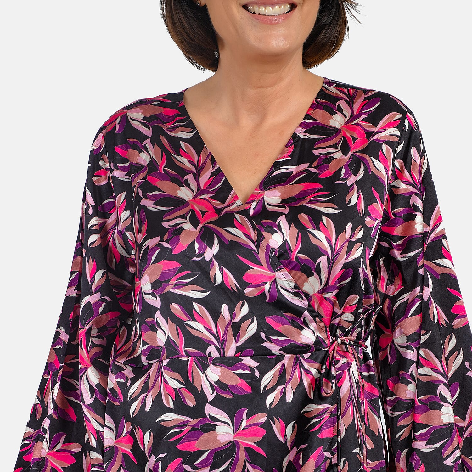 Tamsy Printed Satin Wrap Dress