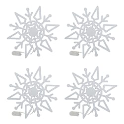 Set of 4 Christmas Felt Snowflake Table Decoration (Battery Operated) - Red