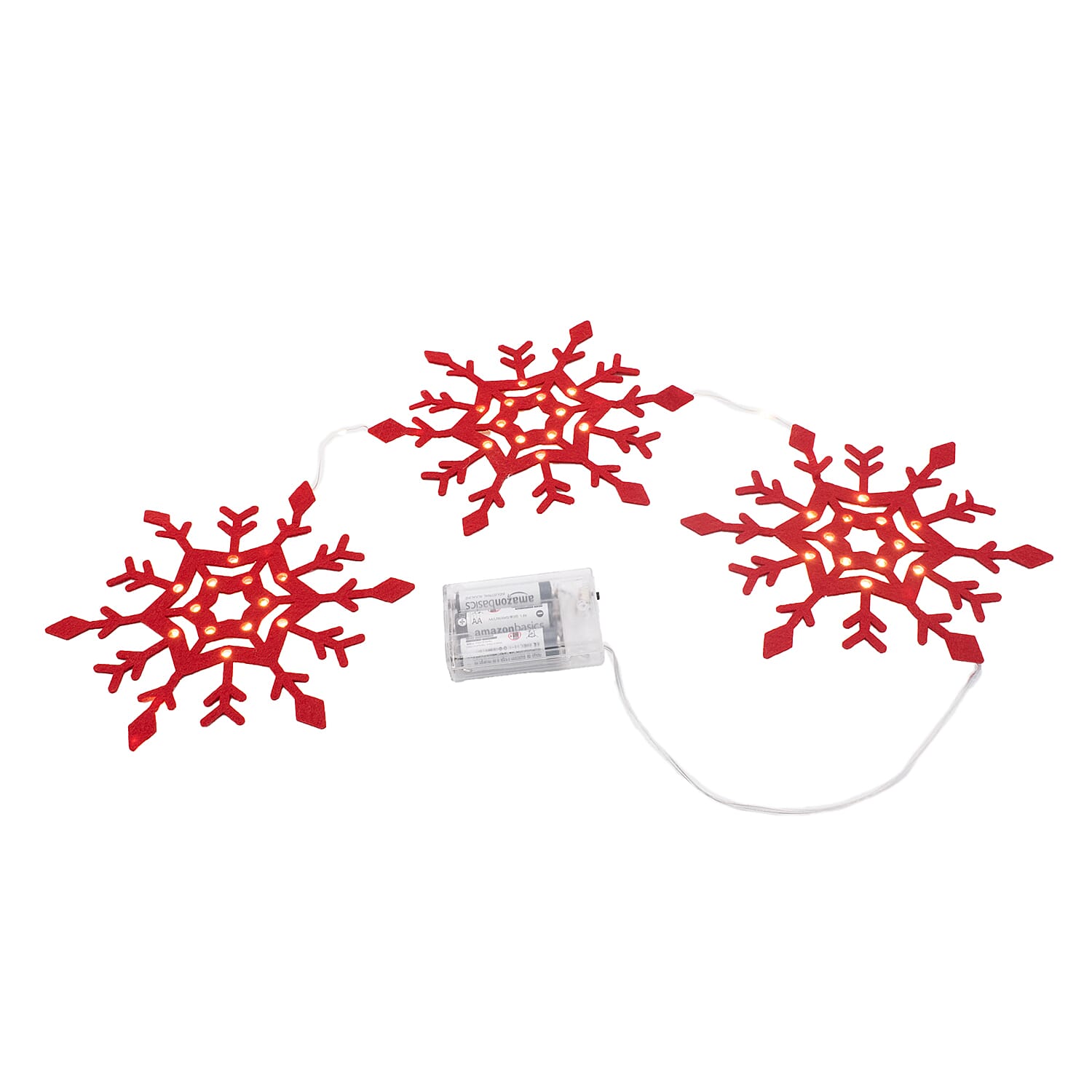 Set of 3 Connected Snowflake Decoration - Red