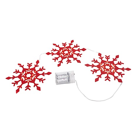 Set of 3 Connected Snowflake Decoration - Red