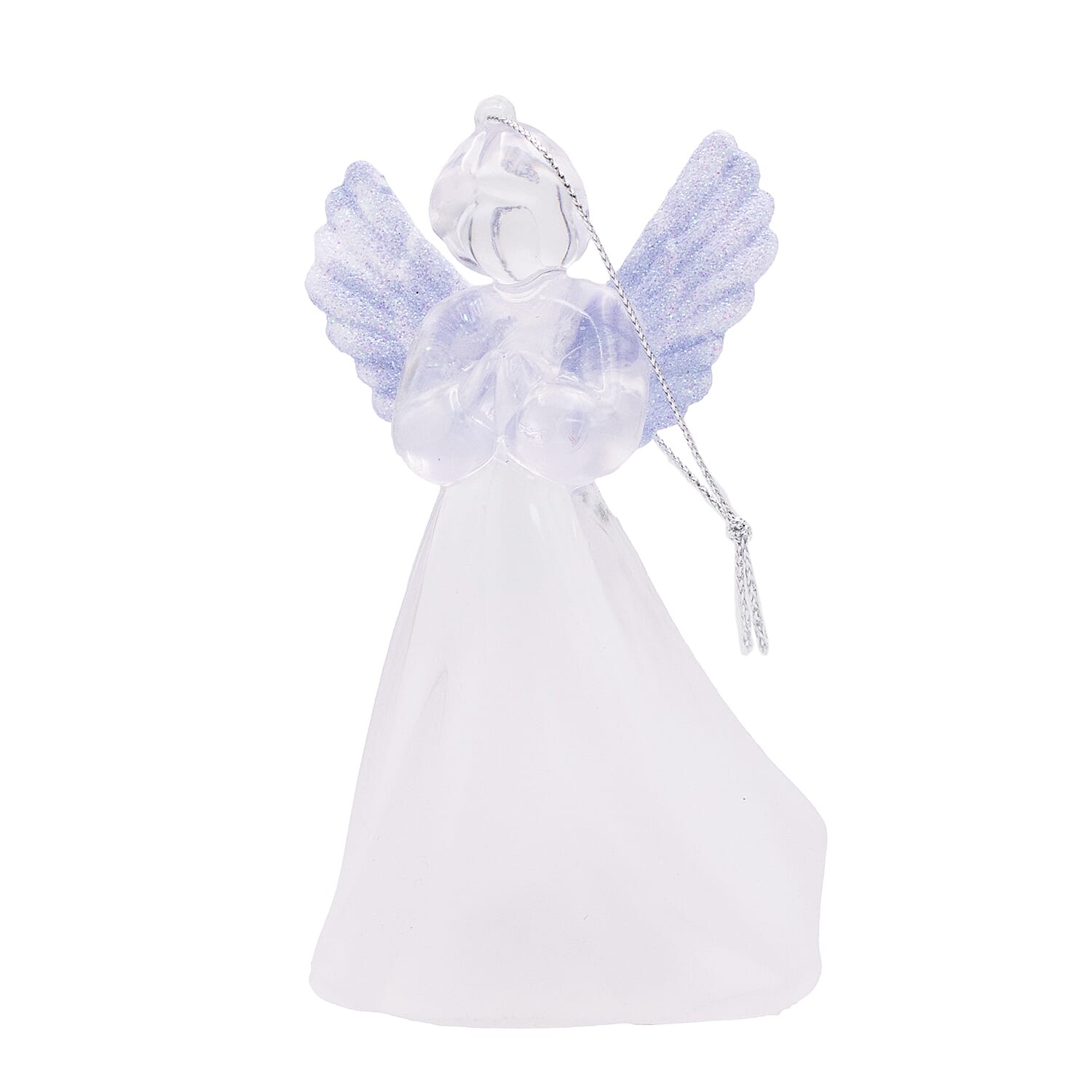 Set of 3 Colour Changing Angel Decoration - Clear, 11cm Height