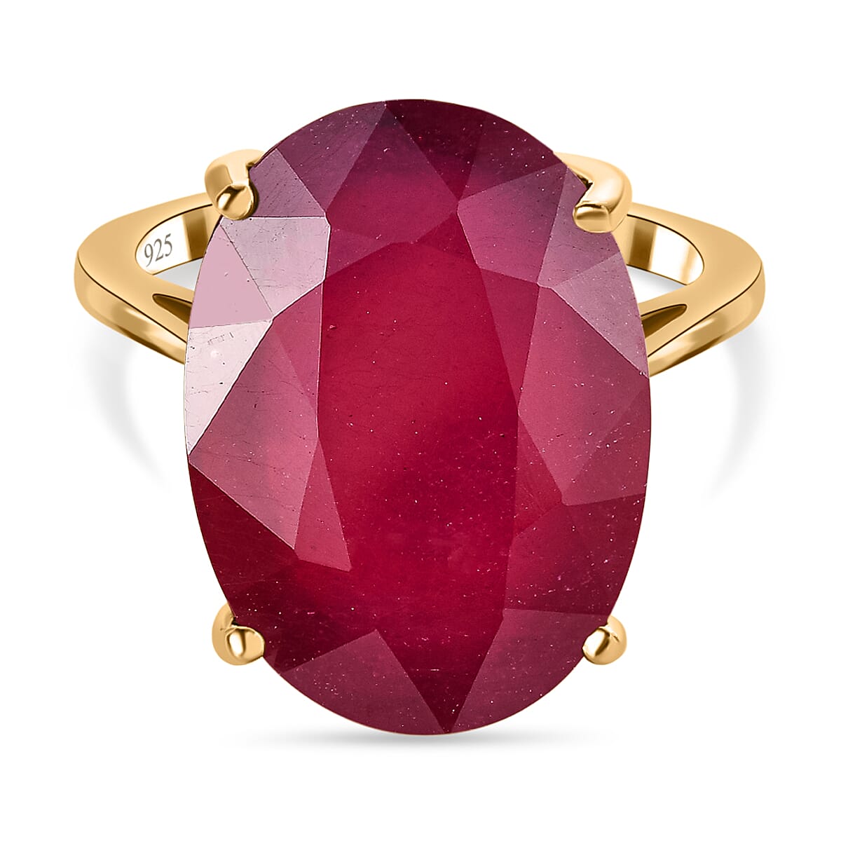 Limited Edition - 9K Yellow Gold African Ruby Solitaire Ring 19.14 Ct.