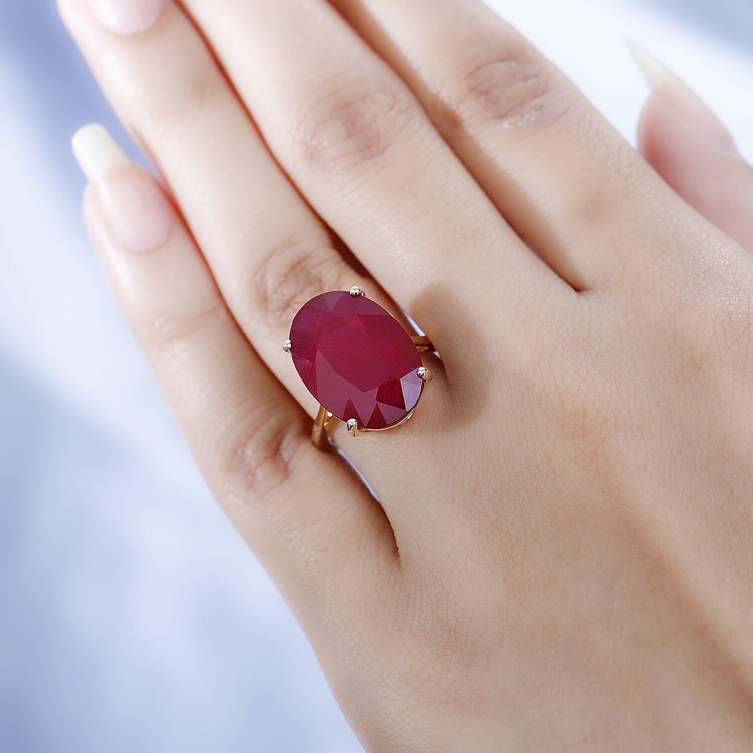 Limited Edition - 9K Yellow Gold African Ruby Solitaire Ring 19.14 Ct.