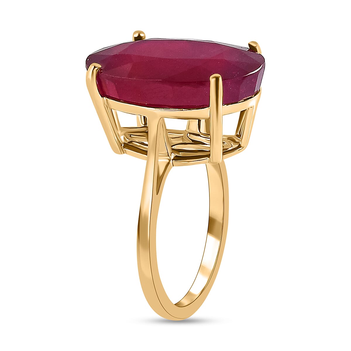 Limited Edition - 9K Yellow Gold African Ruby Solitaire Ring 19.14 Ct.