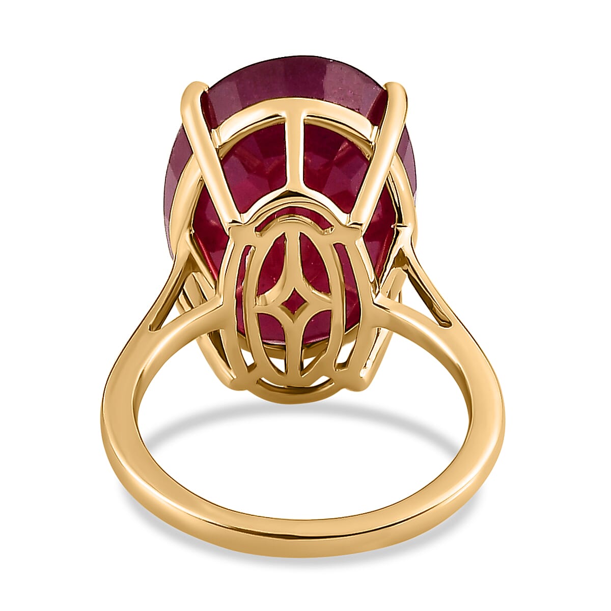 Limited Edition - 9K Yellow Gold African Ruby Solitaire Ring 19.14 Ct.