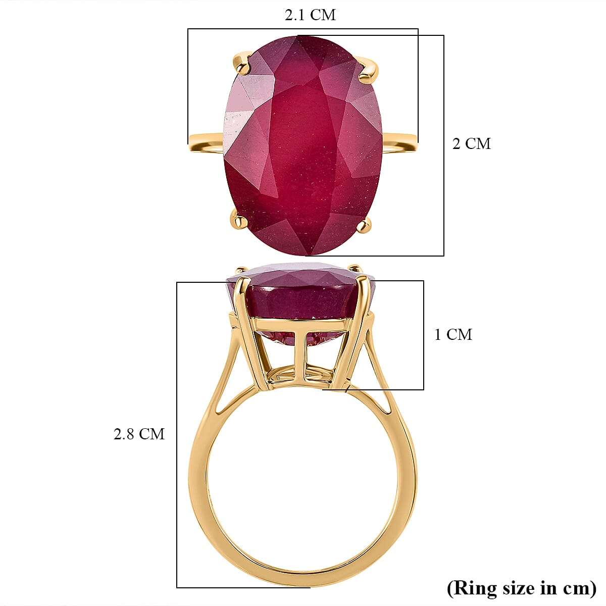 Limited Edition - 9K Yellow Gold African Ruby Solitaire Ring 19.14 Ct.
