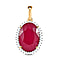 9K Yellow Gold African Ruby & Moissanite Pendant 19.57 Ct.