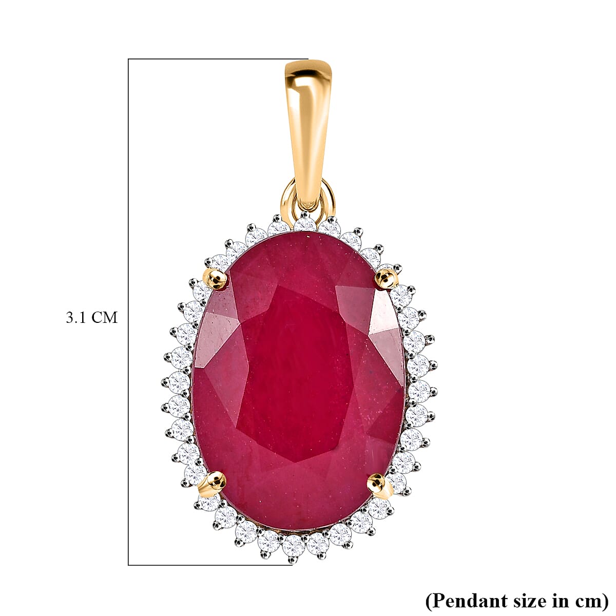 9K Yellow Gold African Ruby & Moissanite Pendant 19.57 Ct.