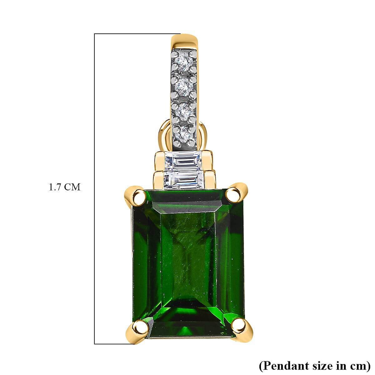 9K Yellow Gold Natural Chrome Diopside and Diamond Pendant 1.61 Ct