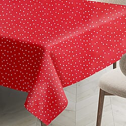 Star Wipe Clean Table Cloth (Size 178x132 Cm) - Red - White