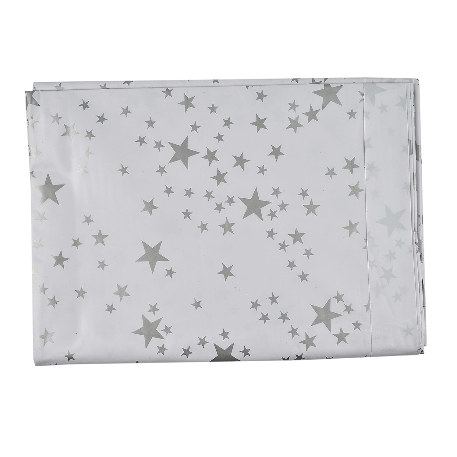 Water Resistant Star Wipe Clean Table Cloth (Size 178x132 Cm) - Silver