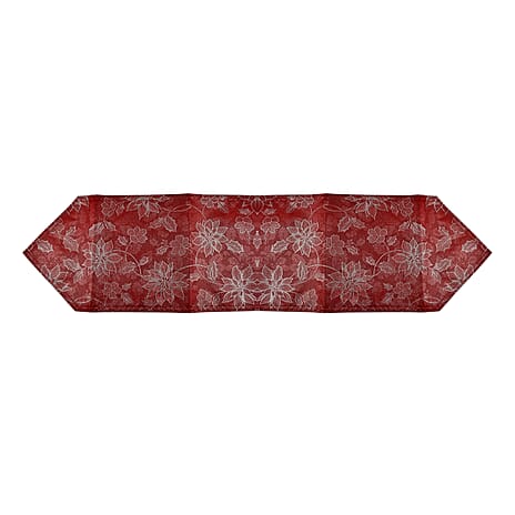 Christmas Poinsettia Table Runner (Size 190x31cm) - Red