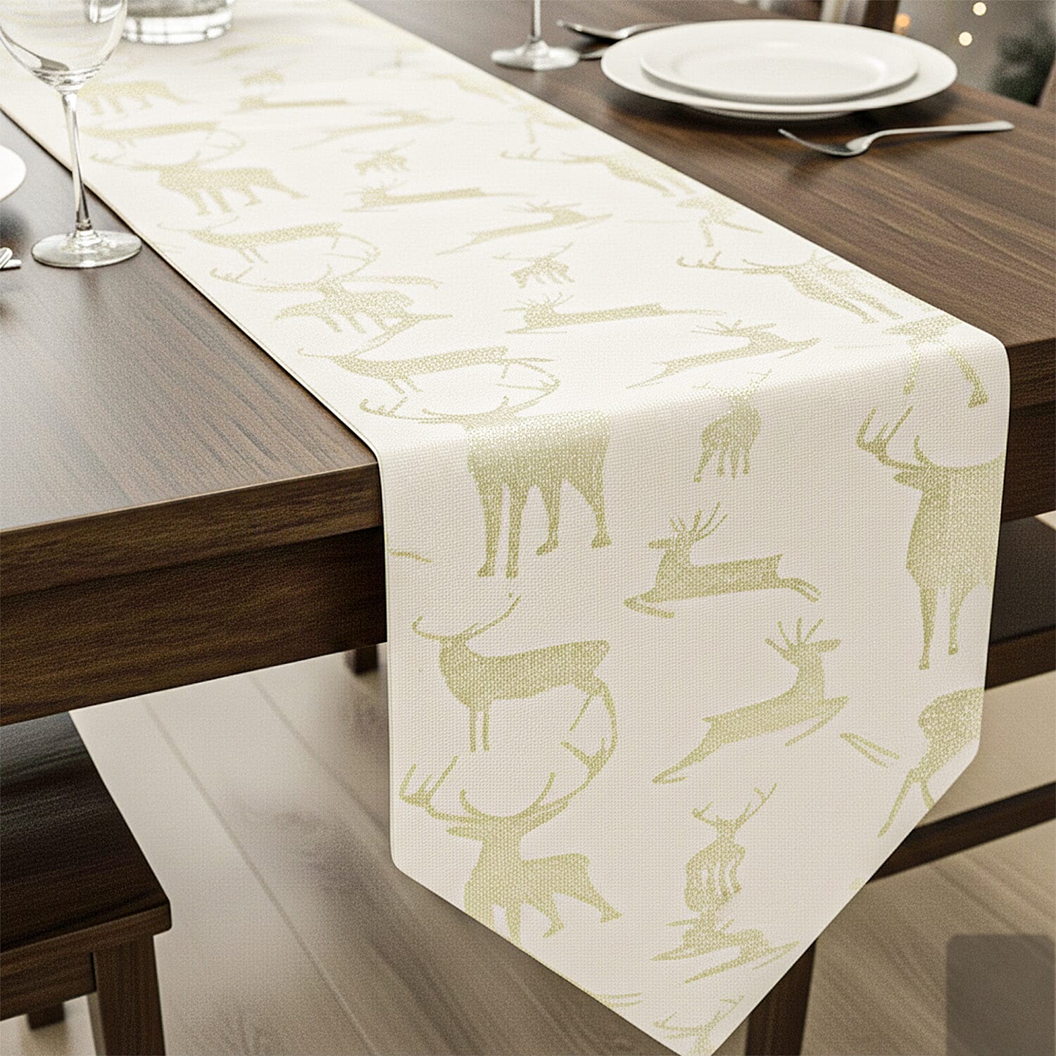 Poinsettia Table Runner (Size 190x31cm) - Gold