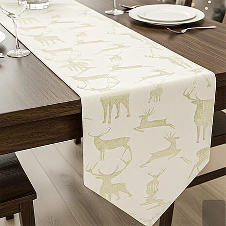 Poinsettia Table Runner (Size 190x31cm) - Gold