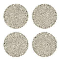Set of 4 Round Glitter Placemats & 4 Matching Coasters - Silver