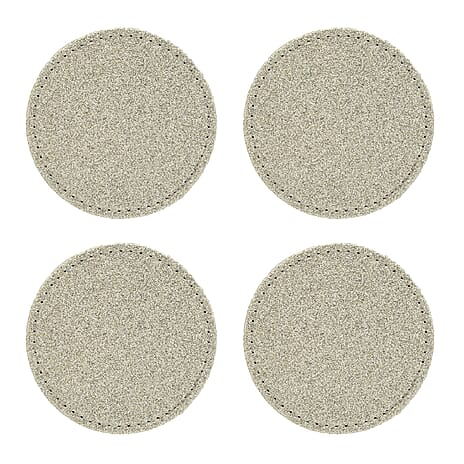 Set of 4 Round Glitter Placemats & 4 Matching Coasters - Gold