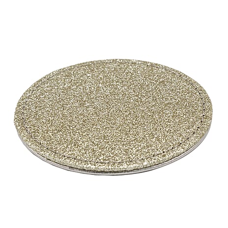 Set of 4 Round Glitter Placemats - 4 Matching Coasters - Gold