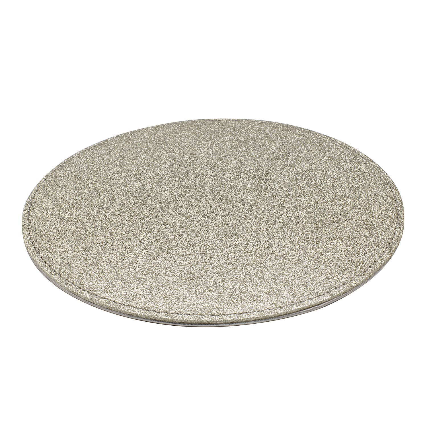 Set of 4 Round Glitter Placemats & 4 Matching Coasters - Gold