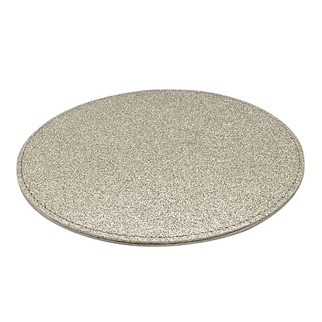 Set of 4 Round Glitter Placemats - 4 Matching Coasters - Gold