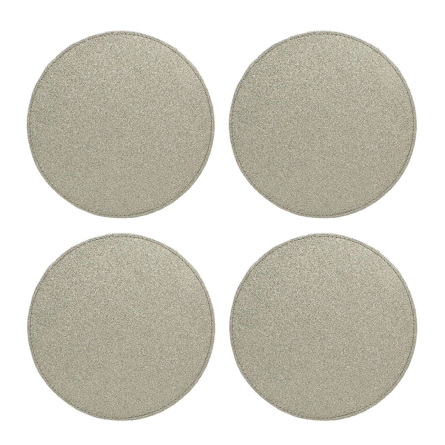 Set of 4 Round Glitter Placemats & 4 Matching Coasters - Gold