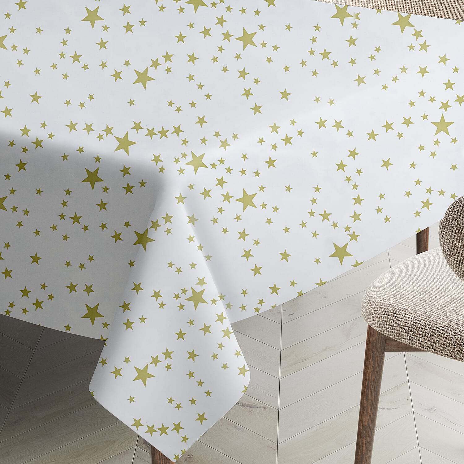 Gold Star Table Decoration (Size 132x178cm) - Silver - White
