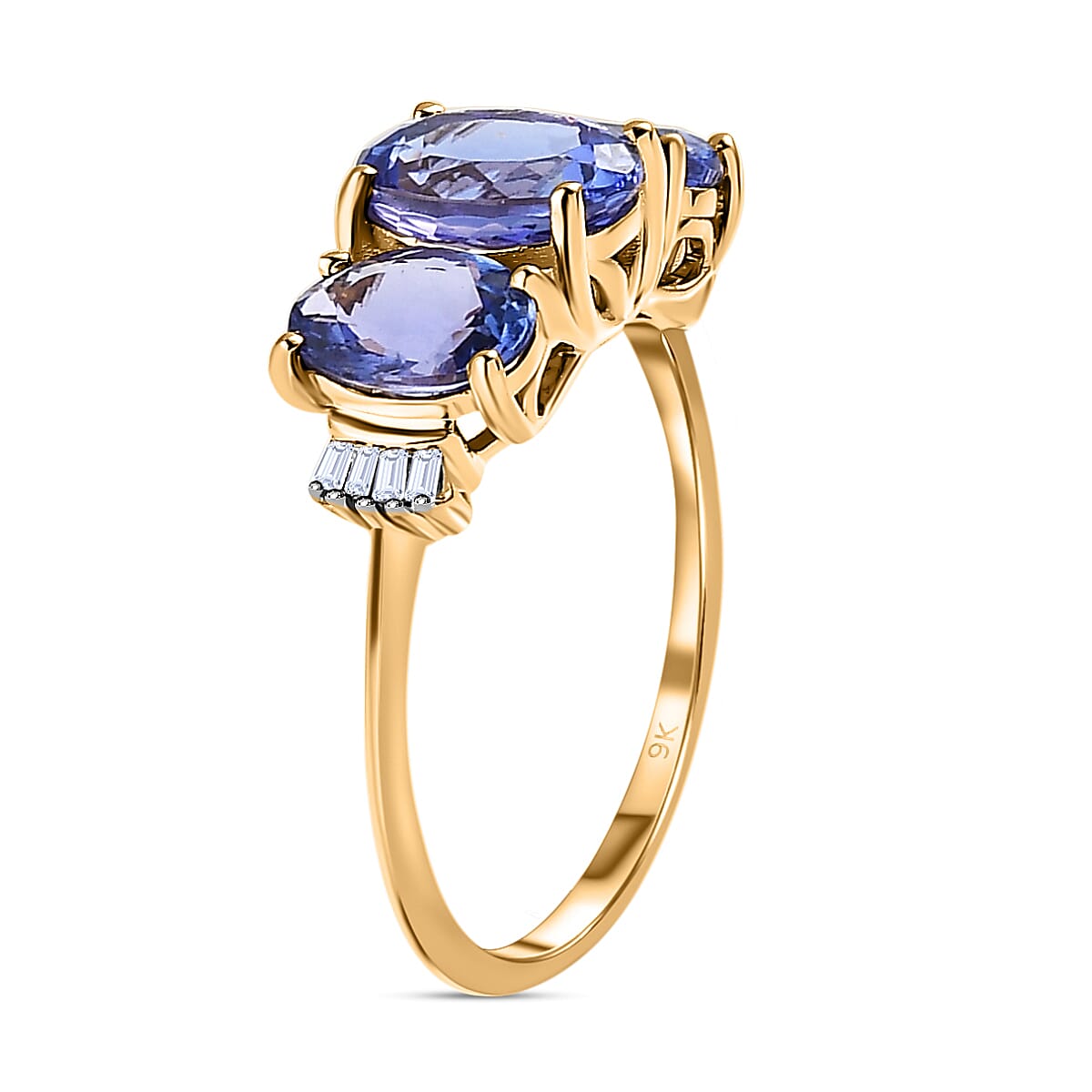 9K Yellow Gold Tanzanite & Diamond Ring 3.05 Ct.
