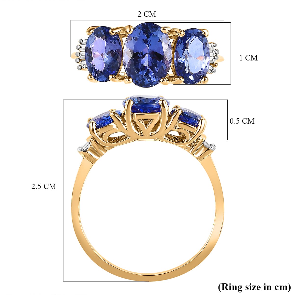 9K Yellow Gold Tanzanite & Diamond Ring 3.05 Ct.