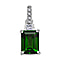 9K White Gold Natural Chrome Diopside and Diamond Pendant 1.61 Ct