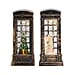 Set of 2 Light Up Telephone Box Christmas Decoration (Santa & Snowman) - Brown