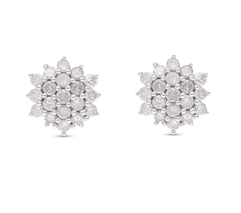 9K White Gold SGL Certified Diamond (G-H) Earrings (with Push Back) 0.50 Ct