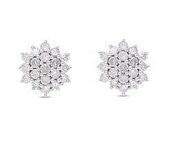 9K White Gold SGL Certified Diamond (I3/G-H) Earrings (with Push Back) 0.50 Ct