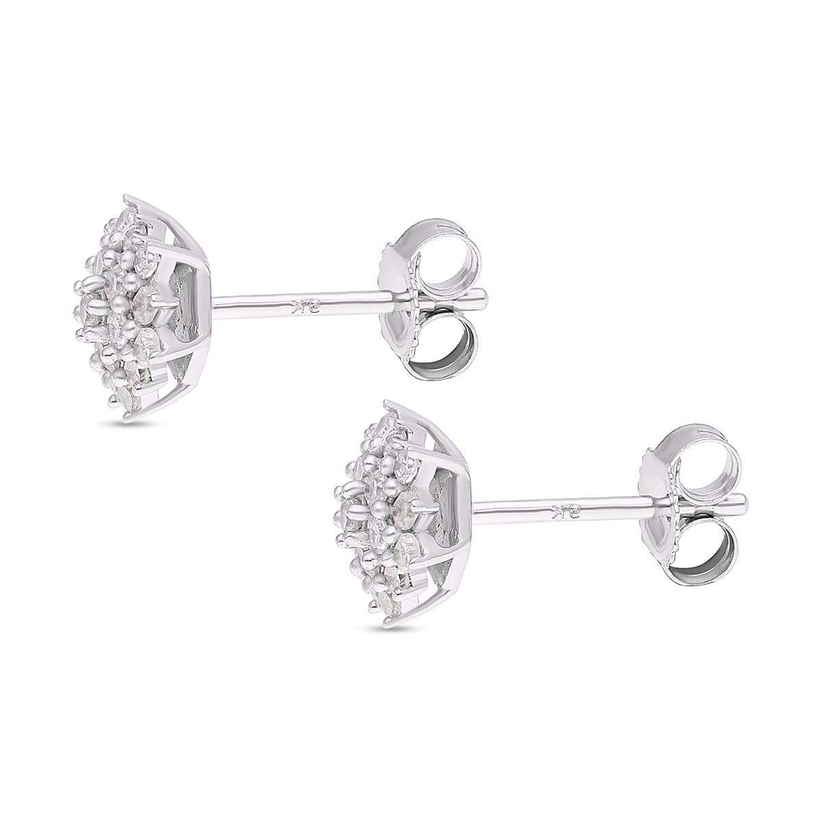9K White Gold SGL Certified Diamond (G-H) Earrings (with Push Back) 0.50 Ct