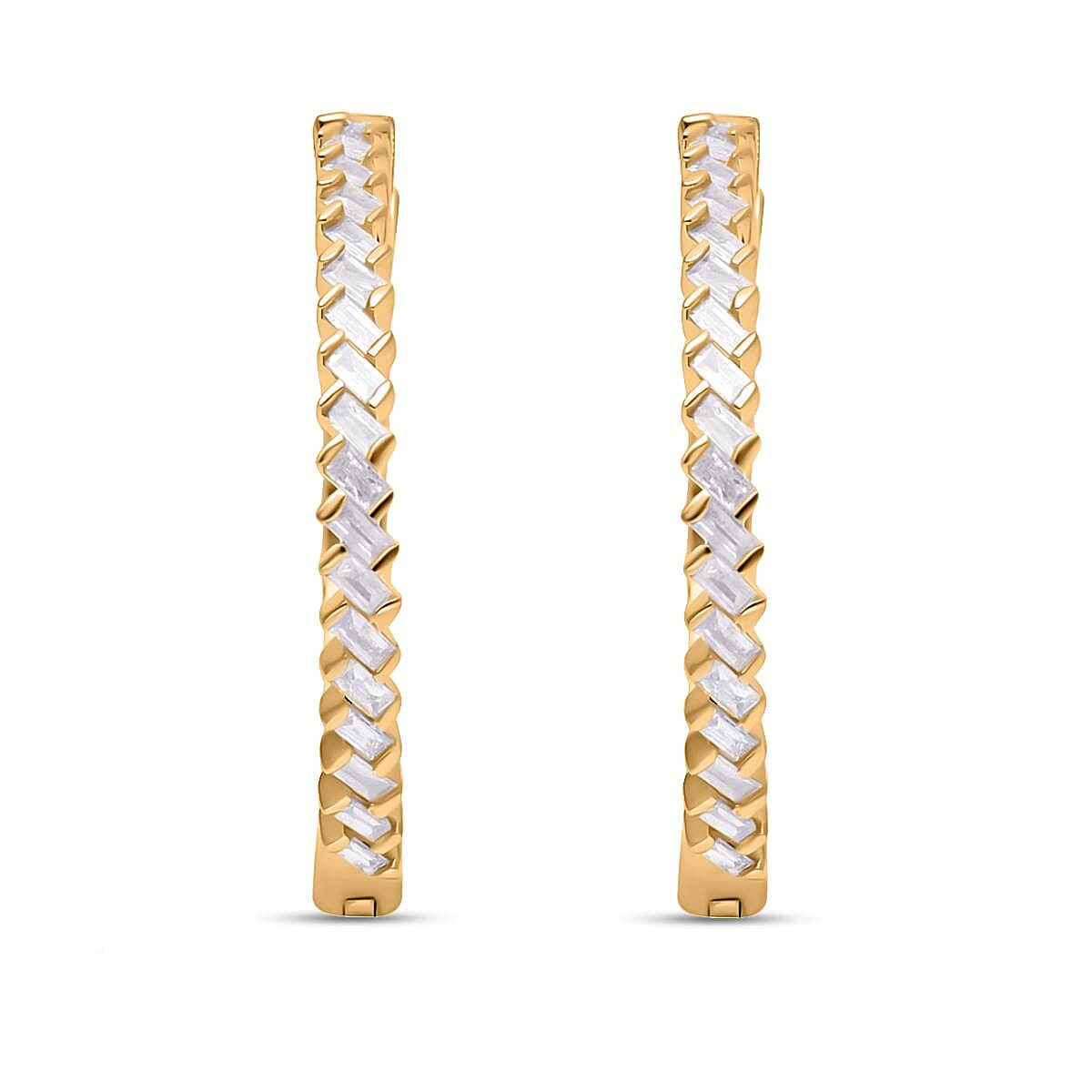9K Yellow Gold White Diamond I3-G-H Hoop Earrings With Clasp