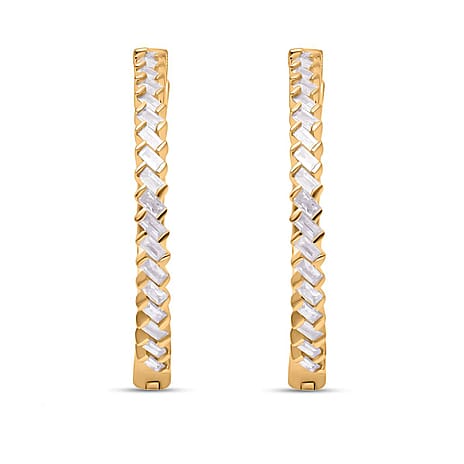 9K Yellow Gold White Diamond I3-G-H Hoop Earrings With Clasp
